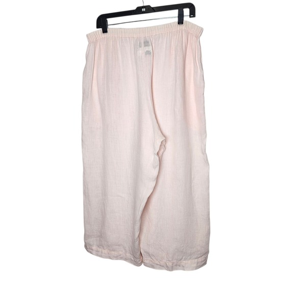 FLAX by Jeanne Engelhart Linen Cropped Pants Women's Large Pink Casual Lagenlook - Picture 1 of 12